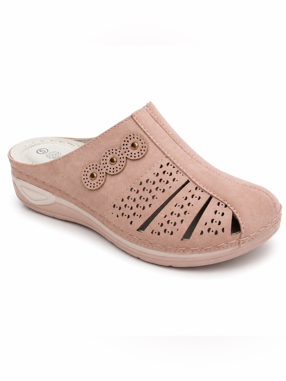 Women's Pink Perforated Slip-On Clog Mule